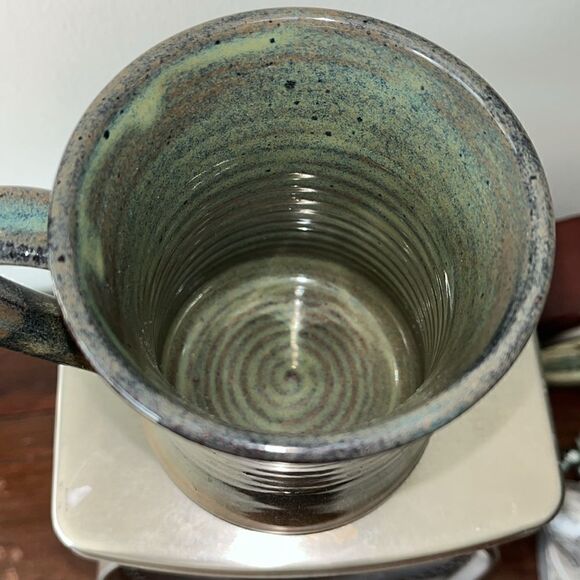 North Carolina big tree logo brown earthenware homemade CERAMIC COFFEE mug cup - Picture 3 of 4